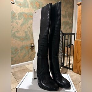 Stylish Black and White Knee-High Women's Boots
